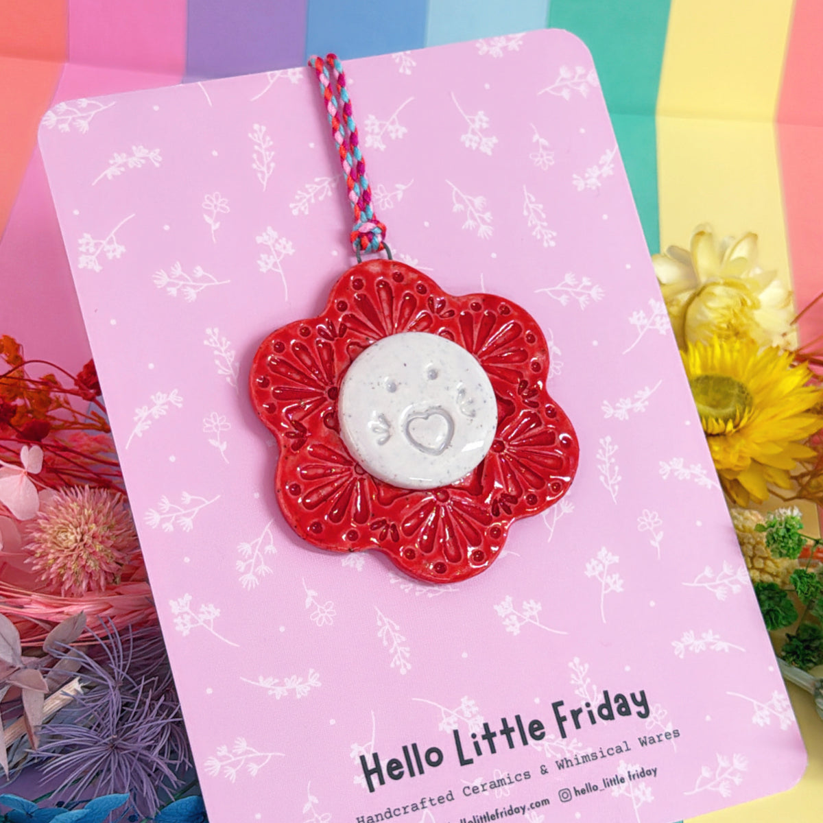 The Red WALLFLOWERS ~ choose your design : Handmade Ceramic Wall Art Ornament by Jo Kealley
