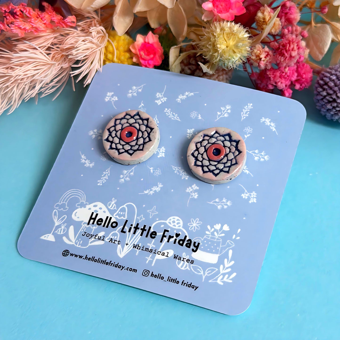 One of a kind pairs : BOTANICA CERAMICA STUDS : Choose your design : Handmade Ceramic STUD Earrings by Jo Kealley