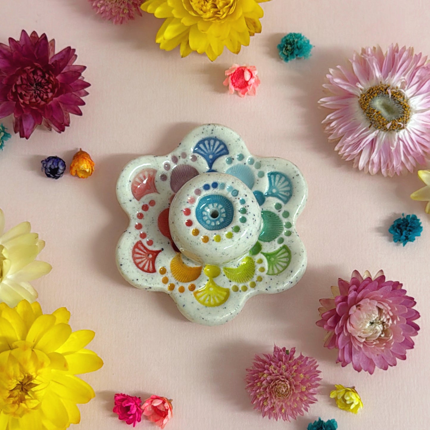 RAINBOW DAYDREAMS : Handmade Ceramic Incense Holder by Jo Kealley