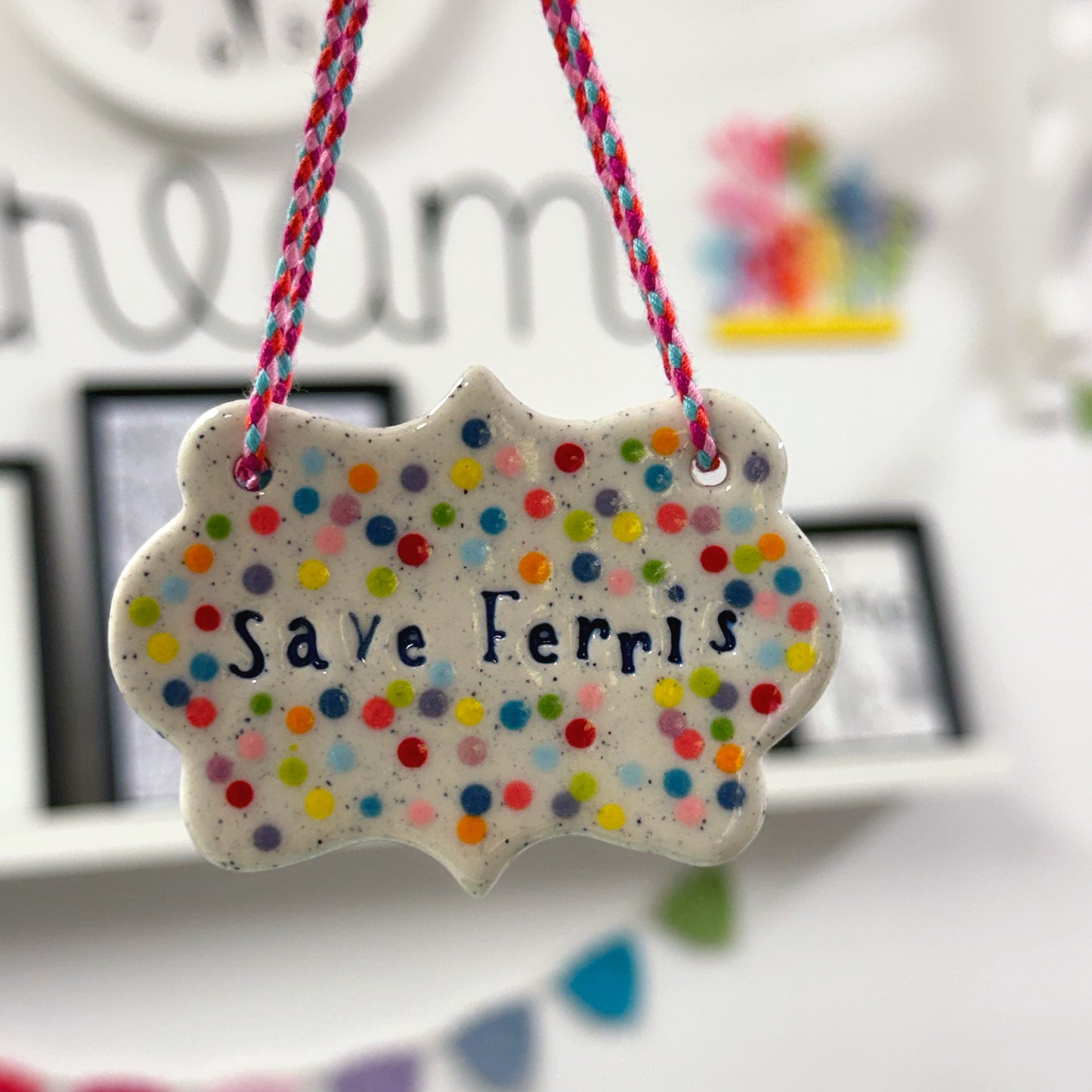 SAVE FERRIS Wall Art ~ Mini : Handmade Ceramic Ornament by Jo Kealley