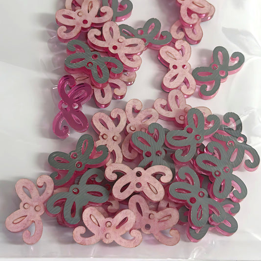 20mm BOW connectors /earring toppers : PINK MIRROR mirror : Laser Cut Acrylic components : Destash item