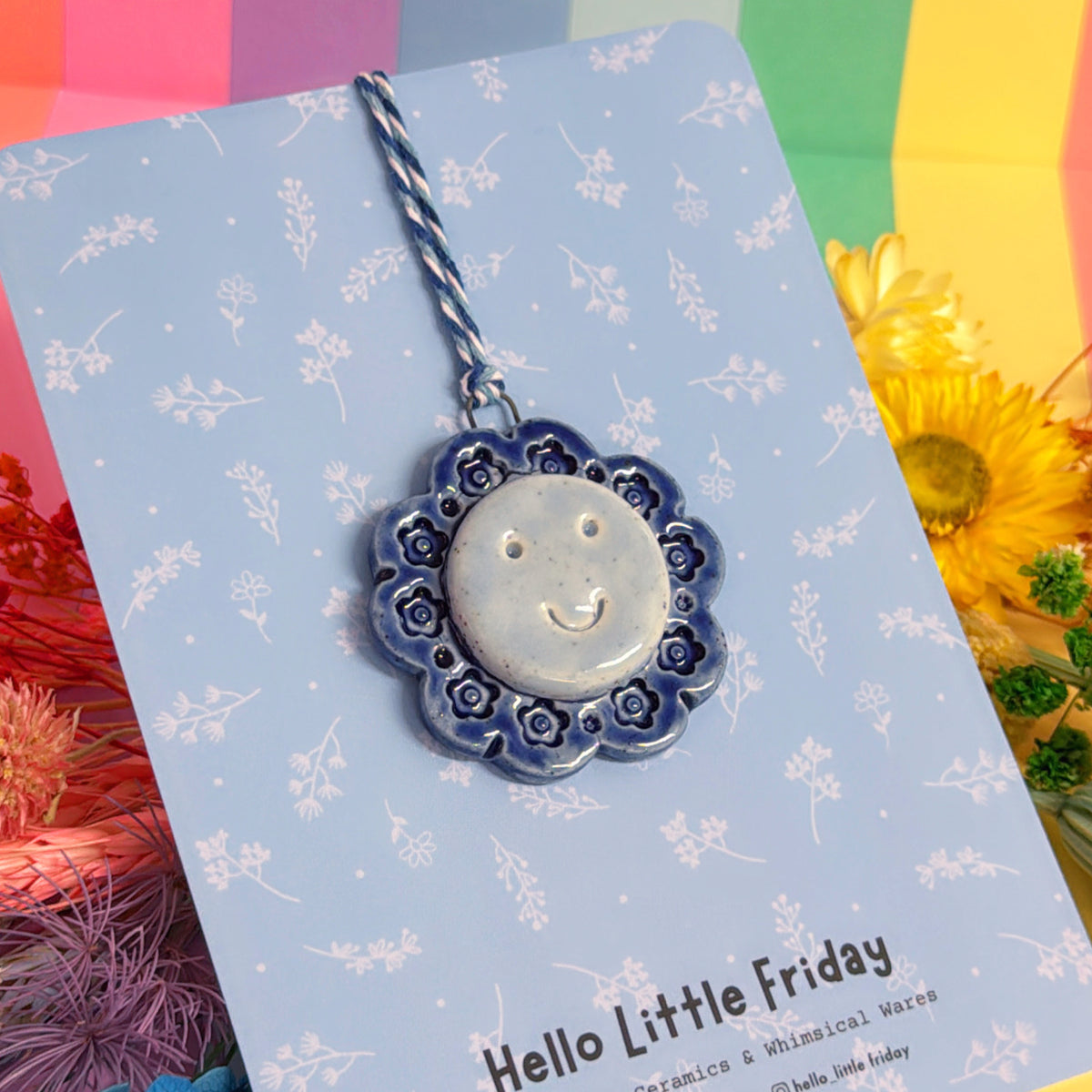 The Light Blue WALLFLOWERS ~ choose your design : Handmade Ceramic Wall Art Ornament by Jo Kealley