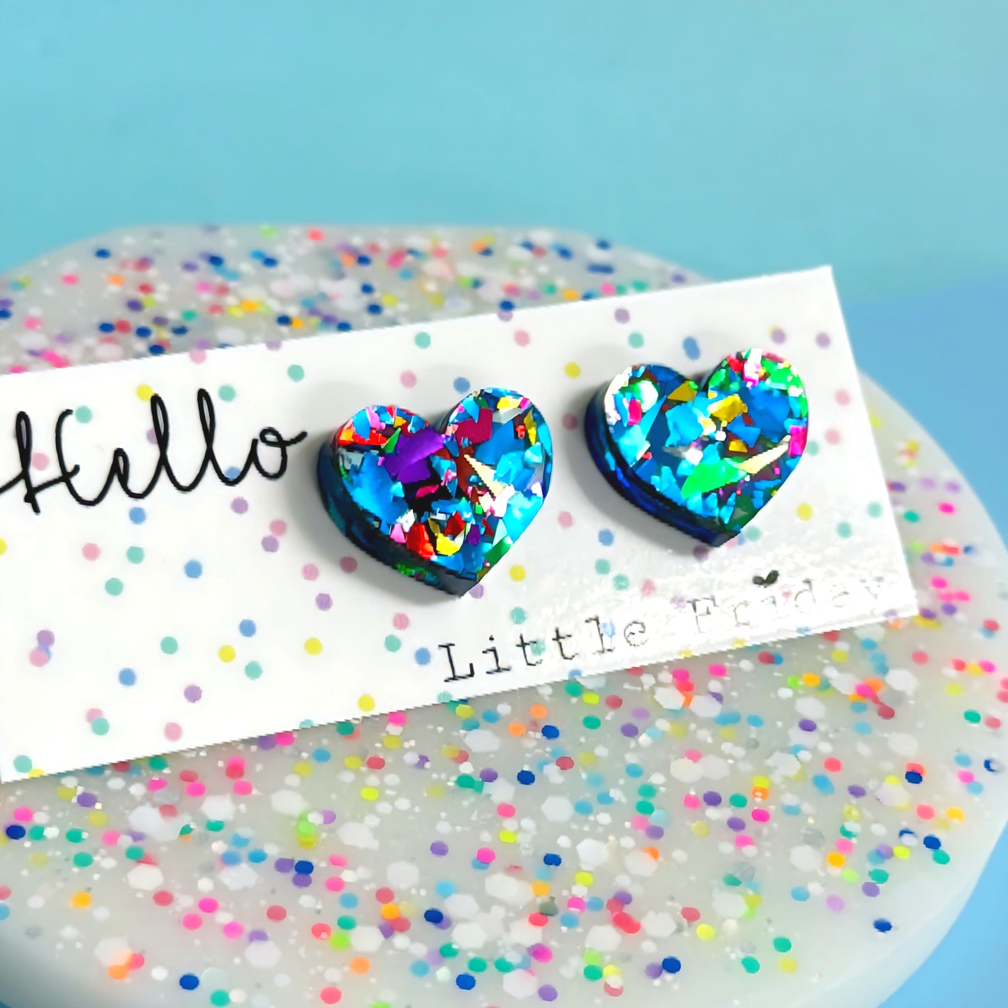 OPAL RAINBOW HEARTS : Choose your colour : Handmade Resin Earrings