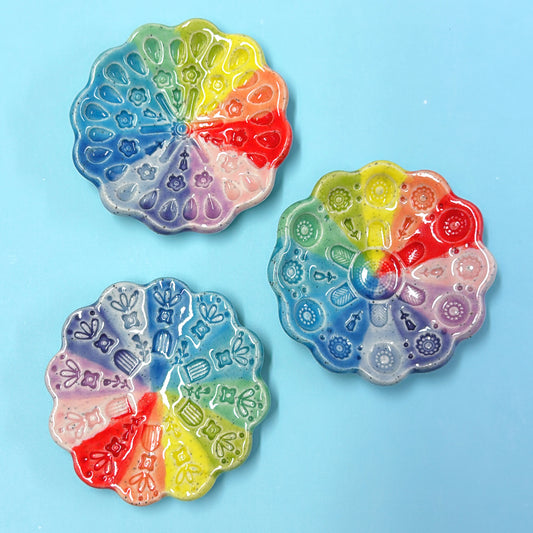 RAINBOW PINWHEEL PLATE : Choose your design ~ Handmade Ceramic Treats & Tapas Dishes handmade by Jo Kealley