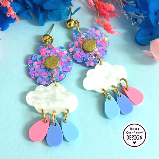 DAISY DREAMING : One of a Kind : Handmade Resin & Acrylic DROP Earrings