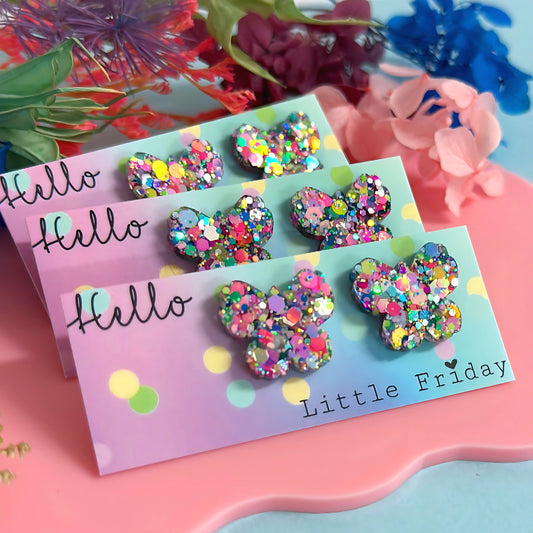 BUTTERFLY MAGIC : Handmade Resin STUD Earrings