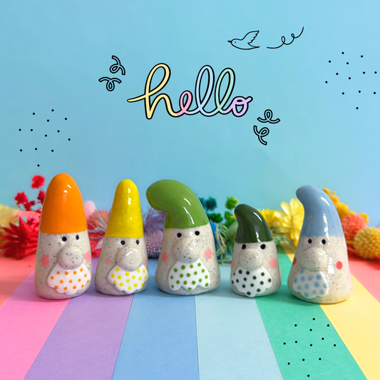 Hello Little GNOMES : Choose your colour : Handmade Ceramic Whimsies by Jo Kealley