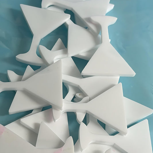 40mm MARTINI COCKTAILS : drop earring size: 3mm white gloss Acrylic components : Destash item