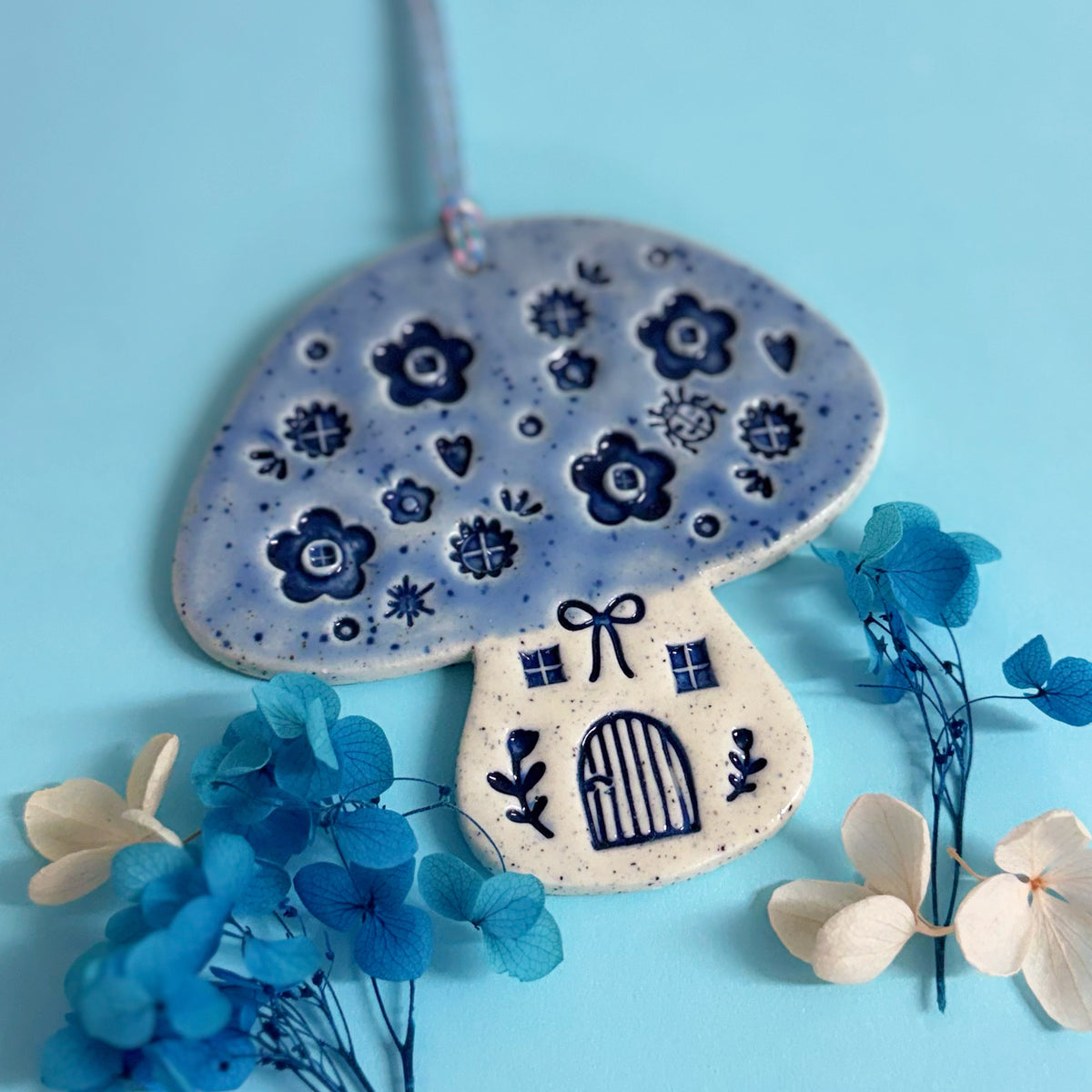 Toadstool Home :  One of a kind Handmade Ceramic Wall Art by Jo Kealley