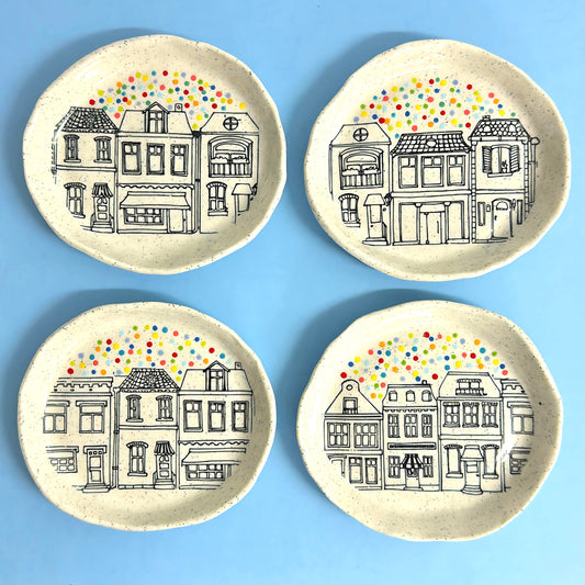 Hello Little RAINBOW CONFETTI DISH : Choose your design : Handpainted Ceramic Dishes by Jo Kealley
