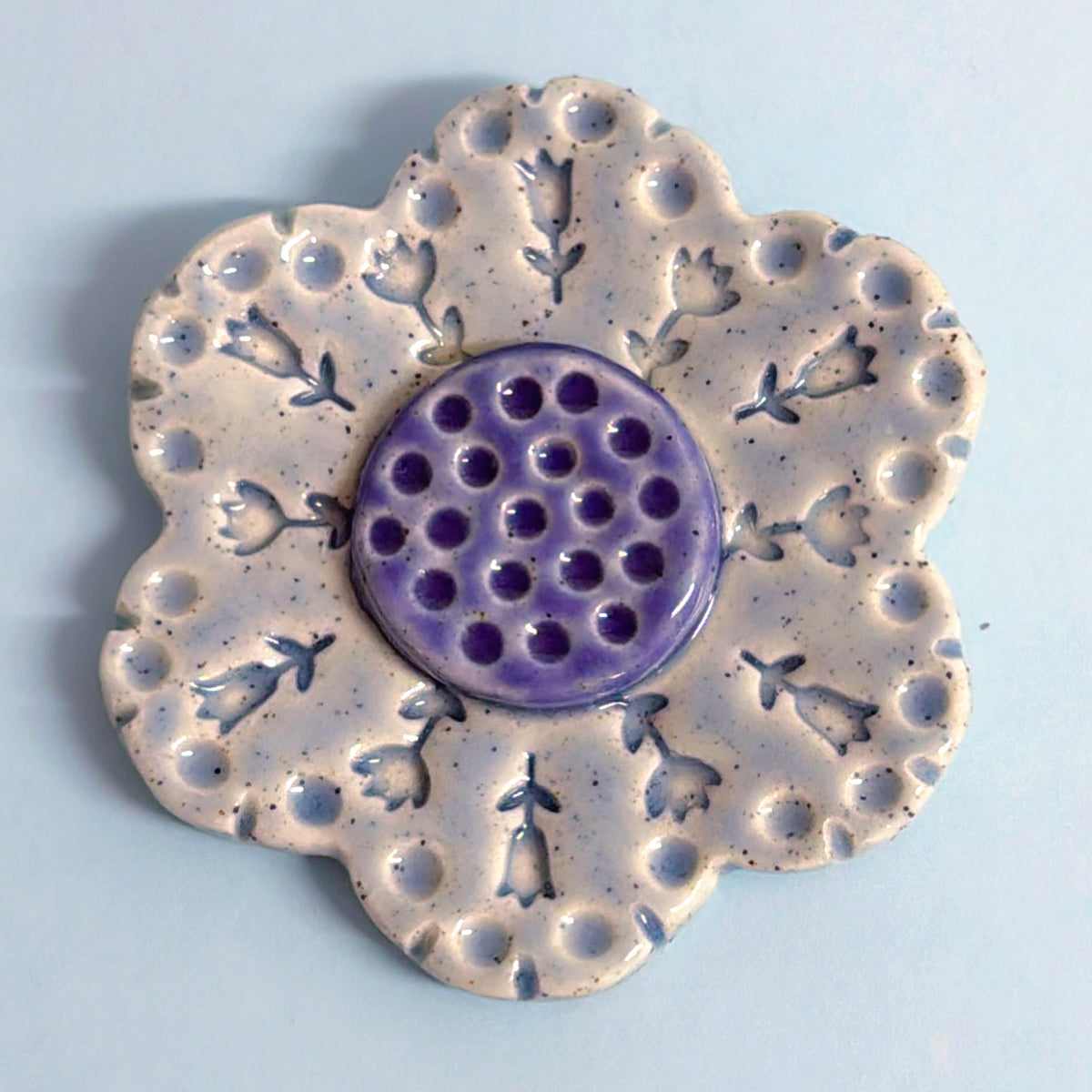 Lavender & Blue Medium WALLFLOWER Wall Art : Handmade Ceramic Ornament by Jo Kealley
