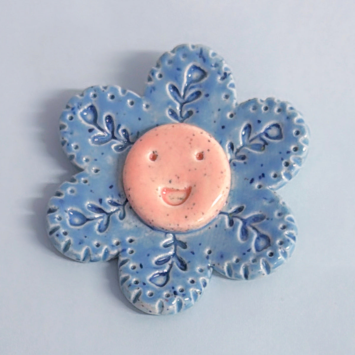 Peach White & Denim WALLFLOWERS Wall Art : Choose your design : Handmade Ceramic Ornaments by Jo Kealley