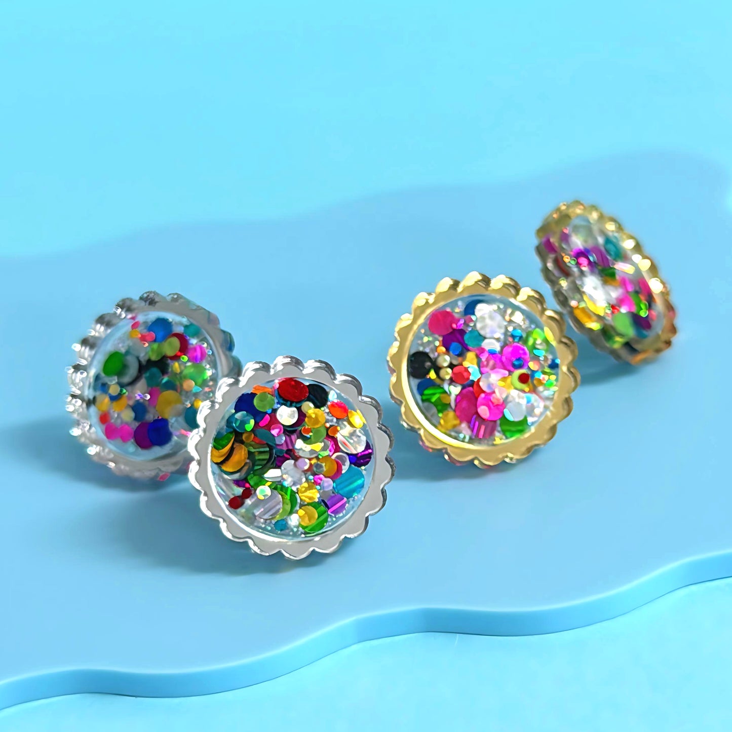 TWINKLING LIGHTS  : BAUBLES : Choose your colour : Handmade Resin & Acrylic STUD Earrings