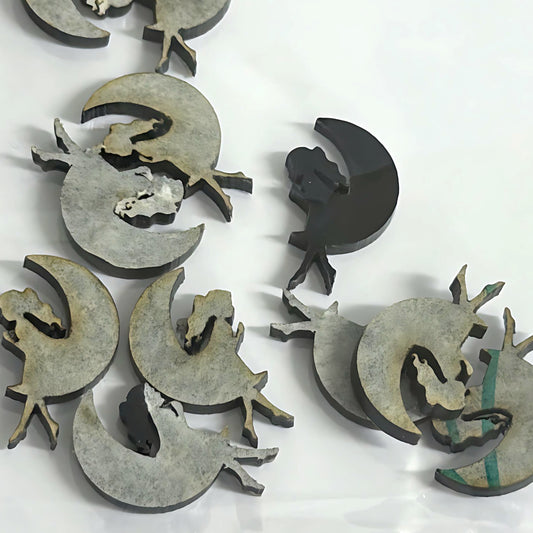 25mm GIRL ON THE MOON : Black Gloss Acrylic components : Destash item