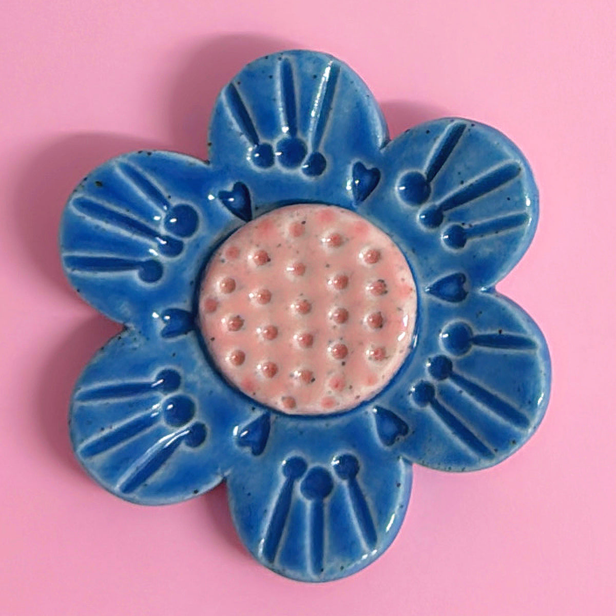 Petal Pink Denim Cobalt WALLFLOWERS Wall Art : Choose your design : Handmade Ceramic Ornaments by Jo Kealley