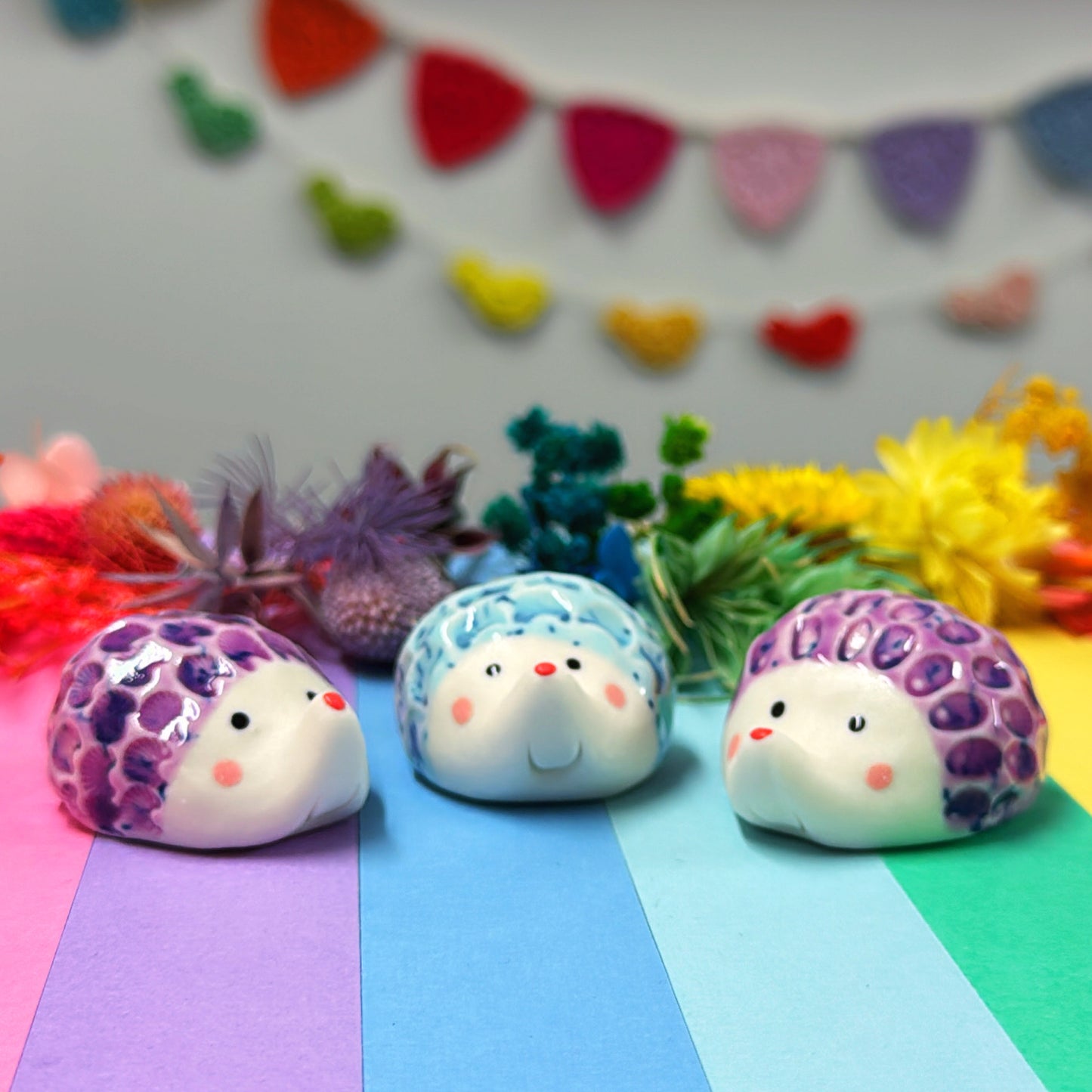 Hello Little HEDGEHOGS : Choose your colour : Handmade Porcelain Whimsies by Jo Kealley (Copy)