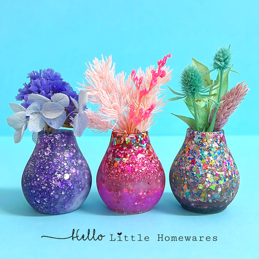 HELLO BABY BUD VASES : Choose your colour : One of a Kind Cast Resin Vases