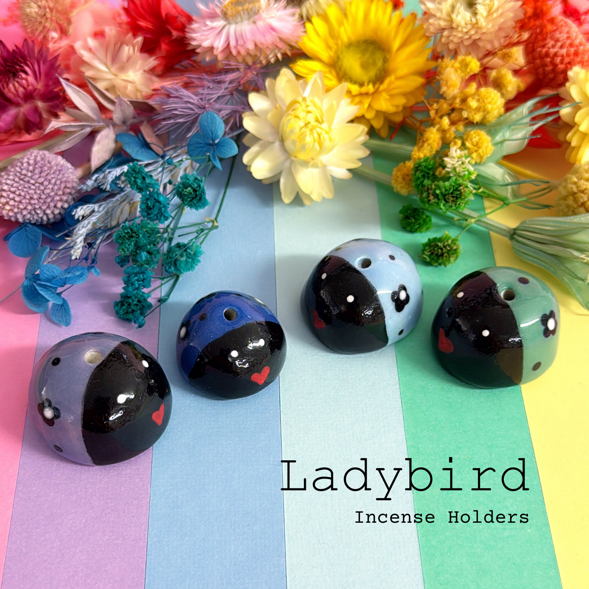 Hello Little LADYBIRD : Choose your colour : Handmade Ceramic INCENSE HOLDERS by Jo Kealley