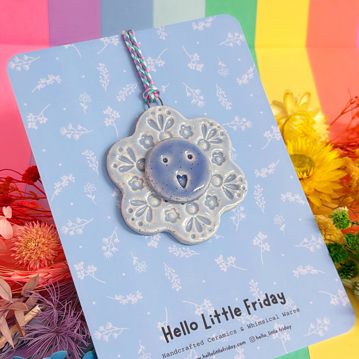 The Light Blue WALLFLOWERS ~ choose your design : Handmade Ceramic Wall Art Ornament by Jo Kealley