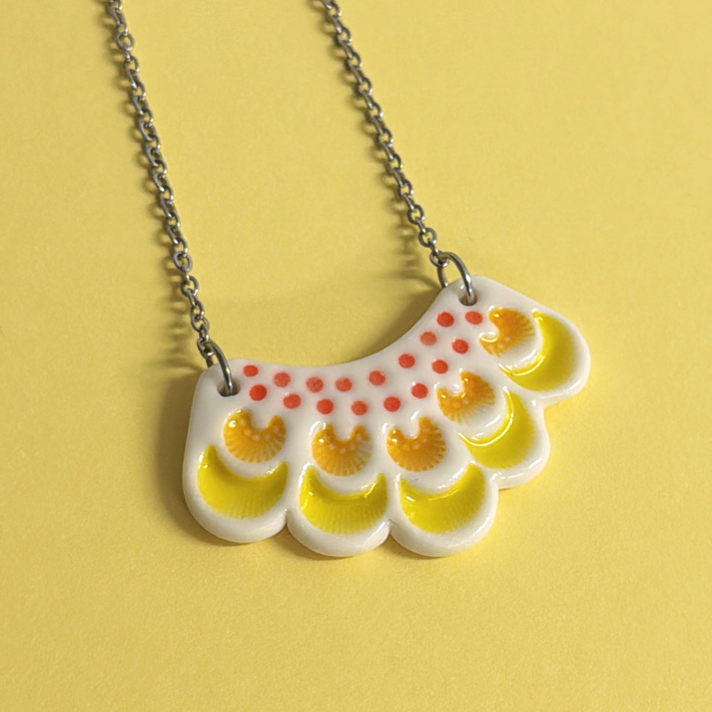 Scalloped Lace small handmade Porcelain Pendants ~ choose your colour : by Jo Kealley