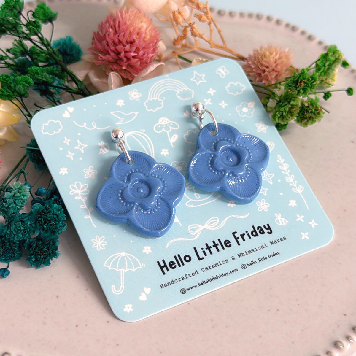 Petite LILAC BLOOMS : Choose your colour ~ PORCELAIN Drop Earrings Handmade by Jo Kealley