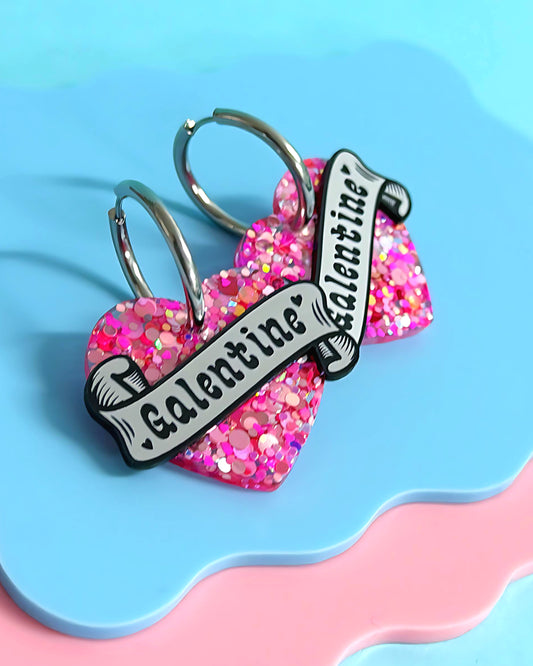 GALENTINE HEARTS : Handmade Resin DROP earrings