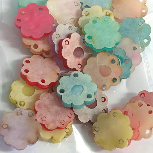 14 PAIRS 20mm assorted DAISIES : lemon, peach, red, pink, lilac, pruple, blue, aqua : Paint fill : Etched Laser Cut Acrylic components : Destash item