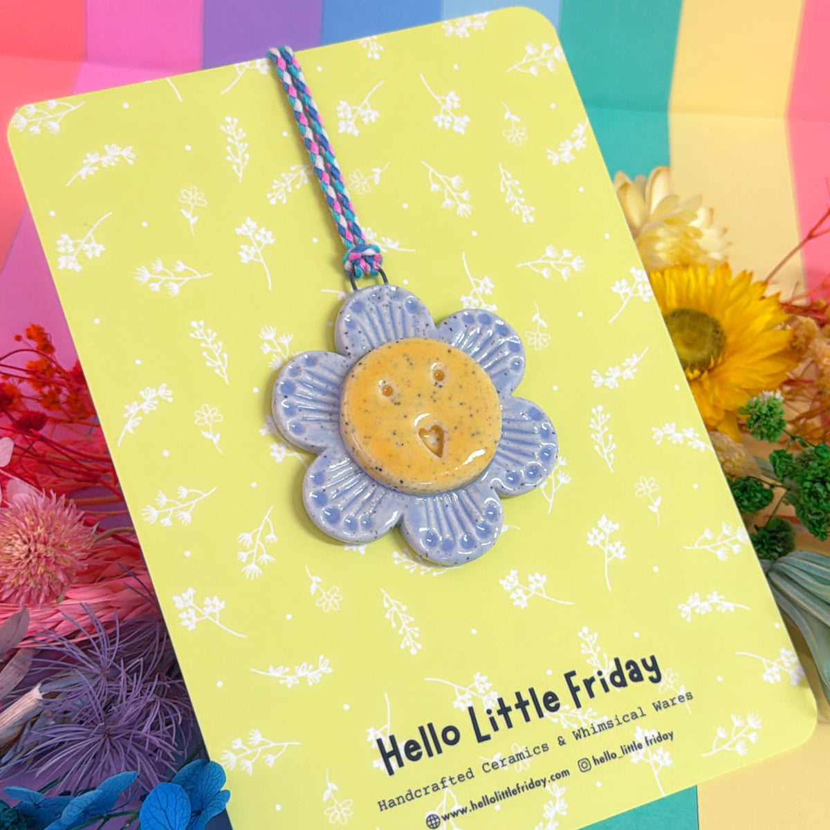 The Light Blue WALLFLOWERS ~ choose your design : Handmade Ceramic Wall Art Ornament by Jo Kealley