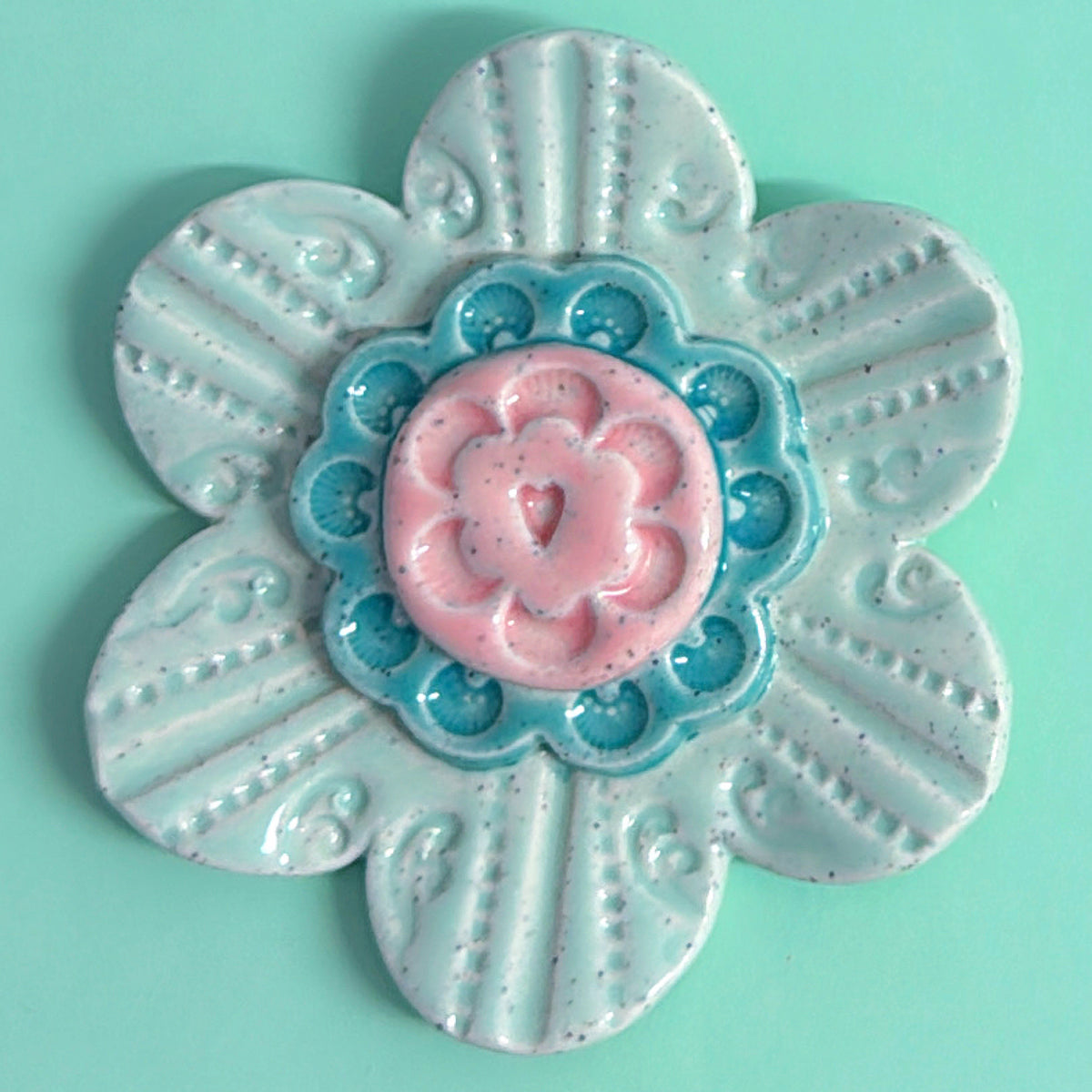 Pink 🩷 Mint & Teal WALLFLOWERS Wall Art : Choose your design : Handmade Ceramic Ornaments by Jo Kealley