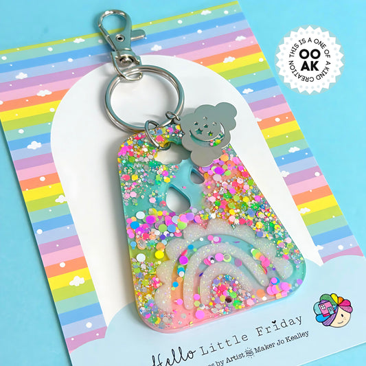 RAINBOW CONFETTI : Handmade Resin KEY CHAIN or BAG CHARM