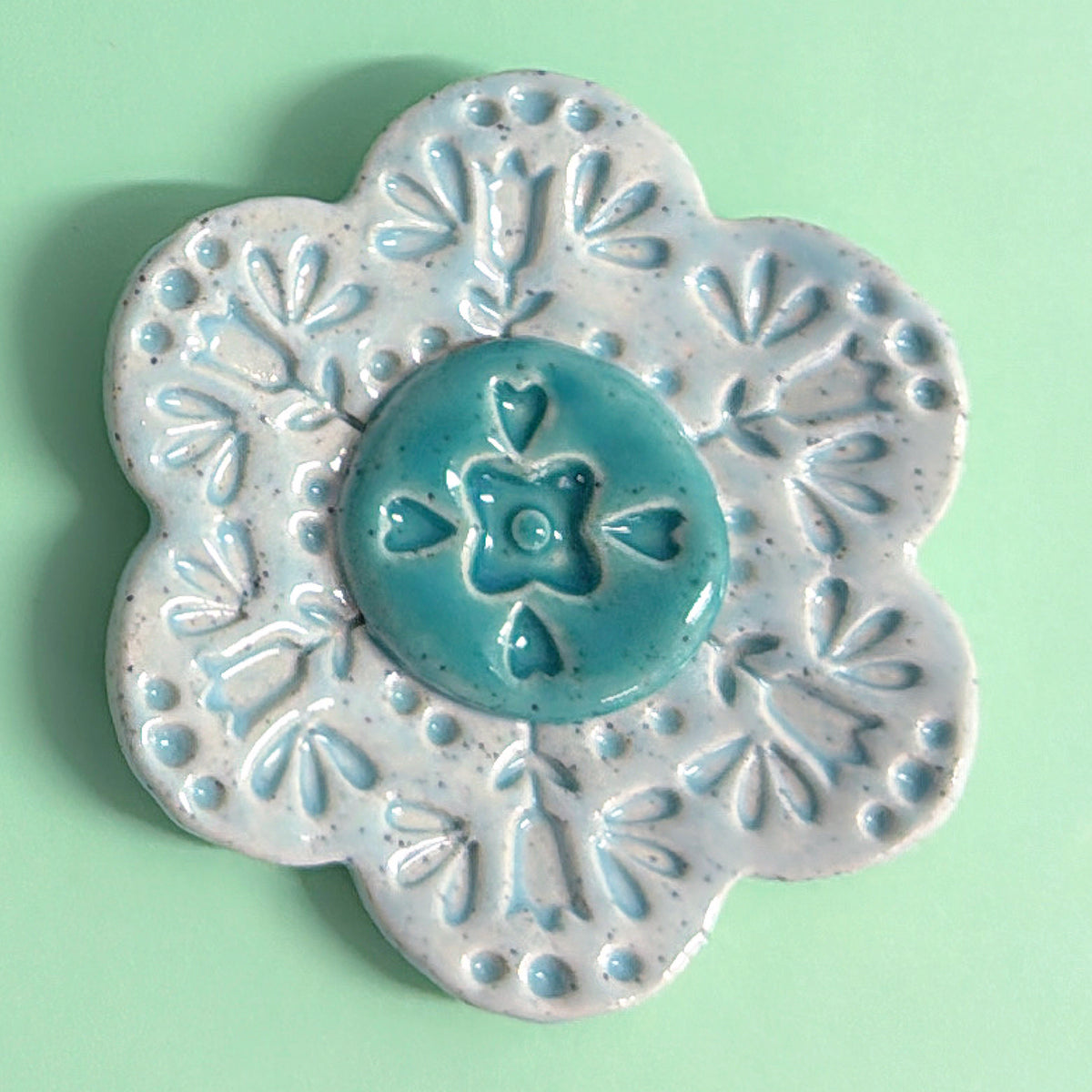 Lime Baby Blue & Teal WALLFLOWERS Wall Art : Choose your design : Handmade Ceramic Ornaments by Jo Kealley