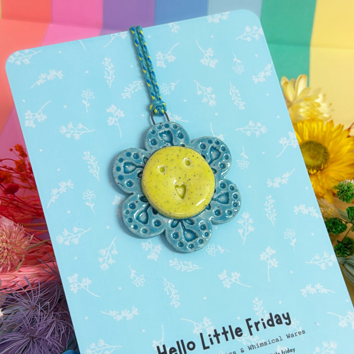The Turquoise WALLFLOWERS ~ choose your design : Handmade Ceramic Wall Art Ornament by Jo Kealley