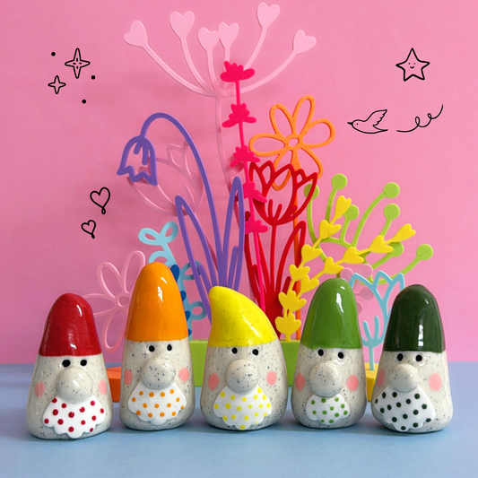 Hello Little GNOMES : Choose your colour : Handmade Ceramic Whimsies by Jo Kealley