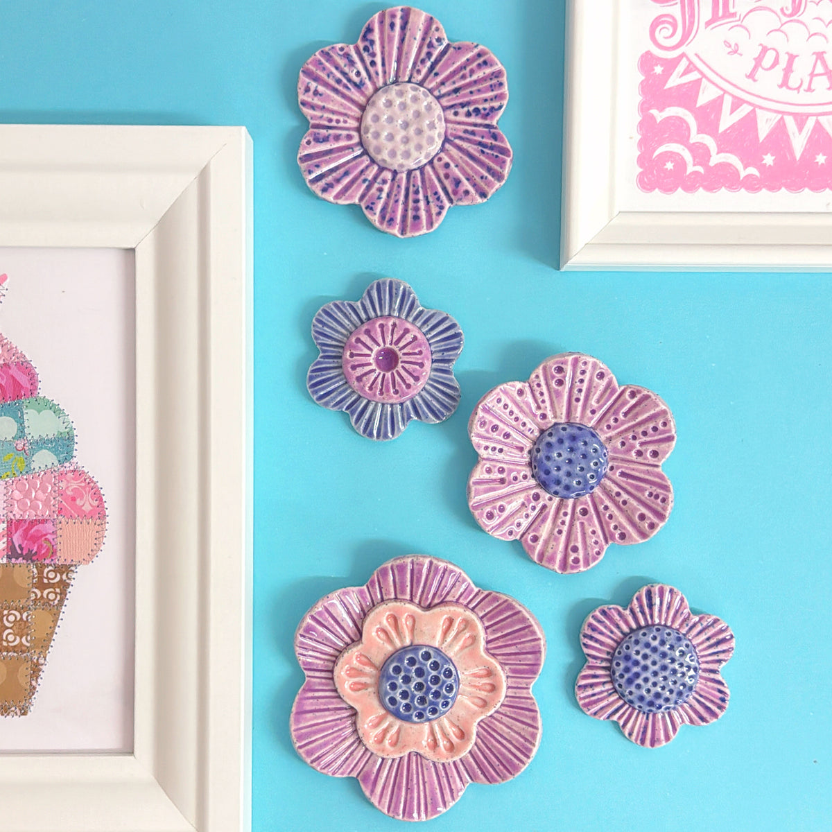 Lilac Lavender & Purple 💜 WALLFLOWERS Wall Art : Choose your design : Handmade Ceramic Ornaments by Jo Kealley