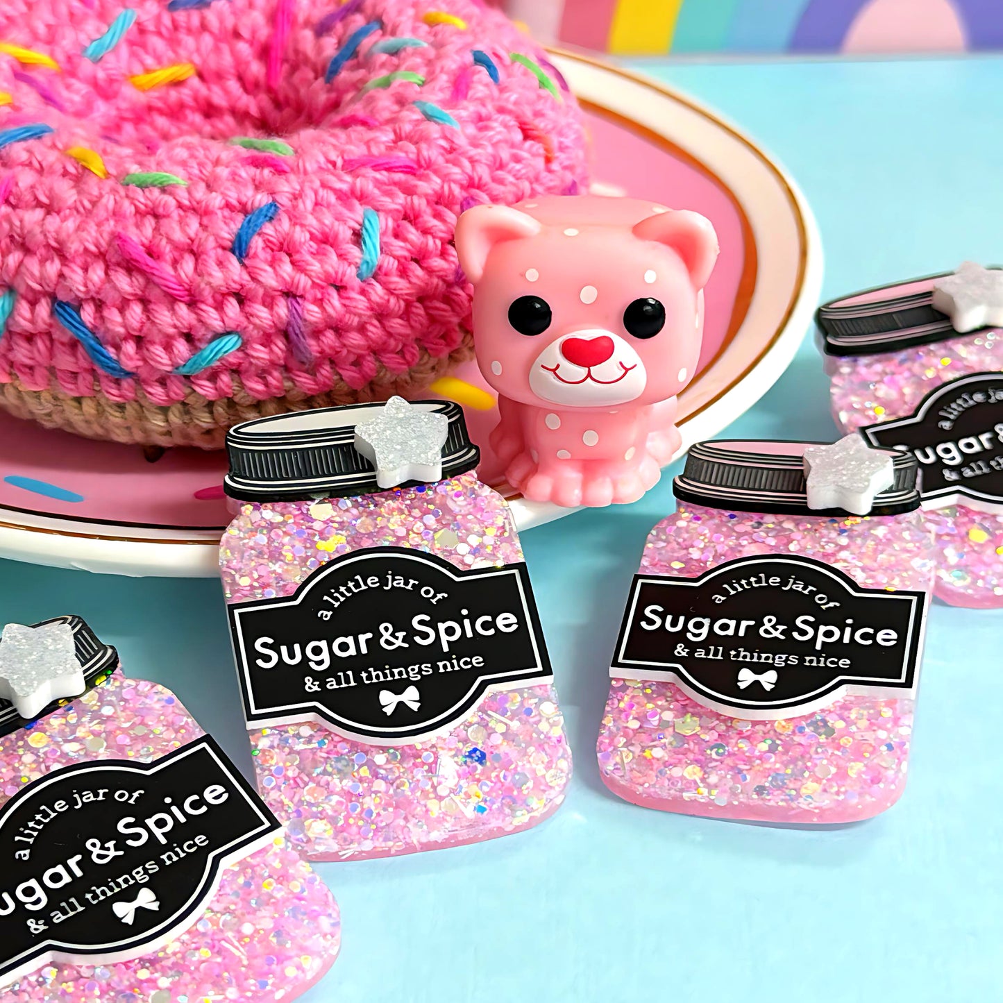 A LITTLE JAR OF : SUGAR & SPICE : Handmade Resin & Acrylic BROOCH