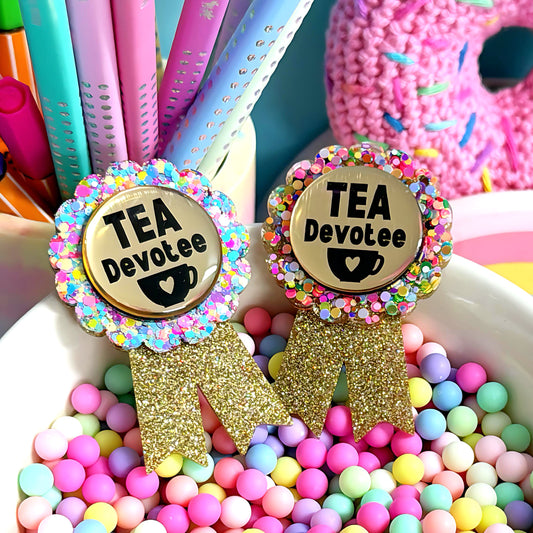 HELLO LITTLE AWARD :  Tea Devotee : Handmade Resin & Acrylic BROOCH