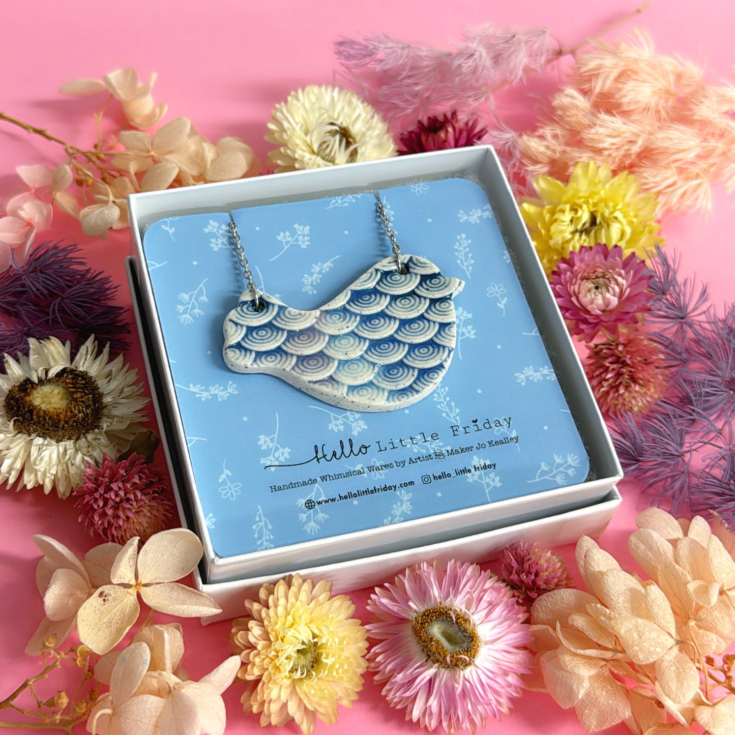 BLUEBIRD ~ One of a kind : Medium Ceramic Pendant by Jo Kealley