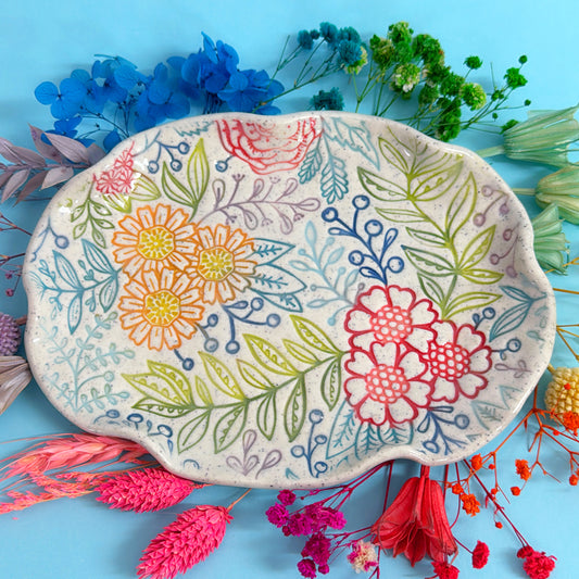 BOTANICA CERAMICA ~ Irene’s Garden Large Plate : Handmade Ceramic Treats & Tapas Dishes by Jo Kealley