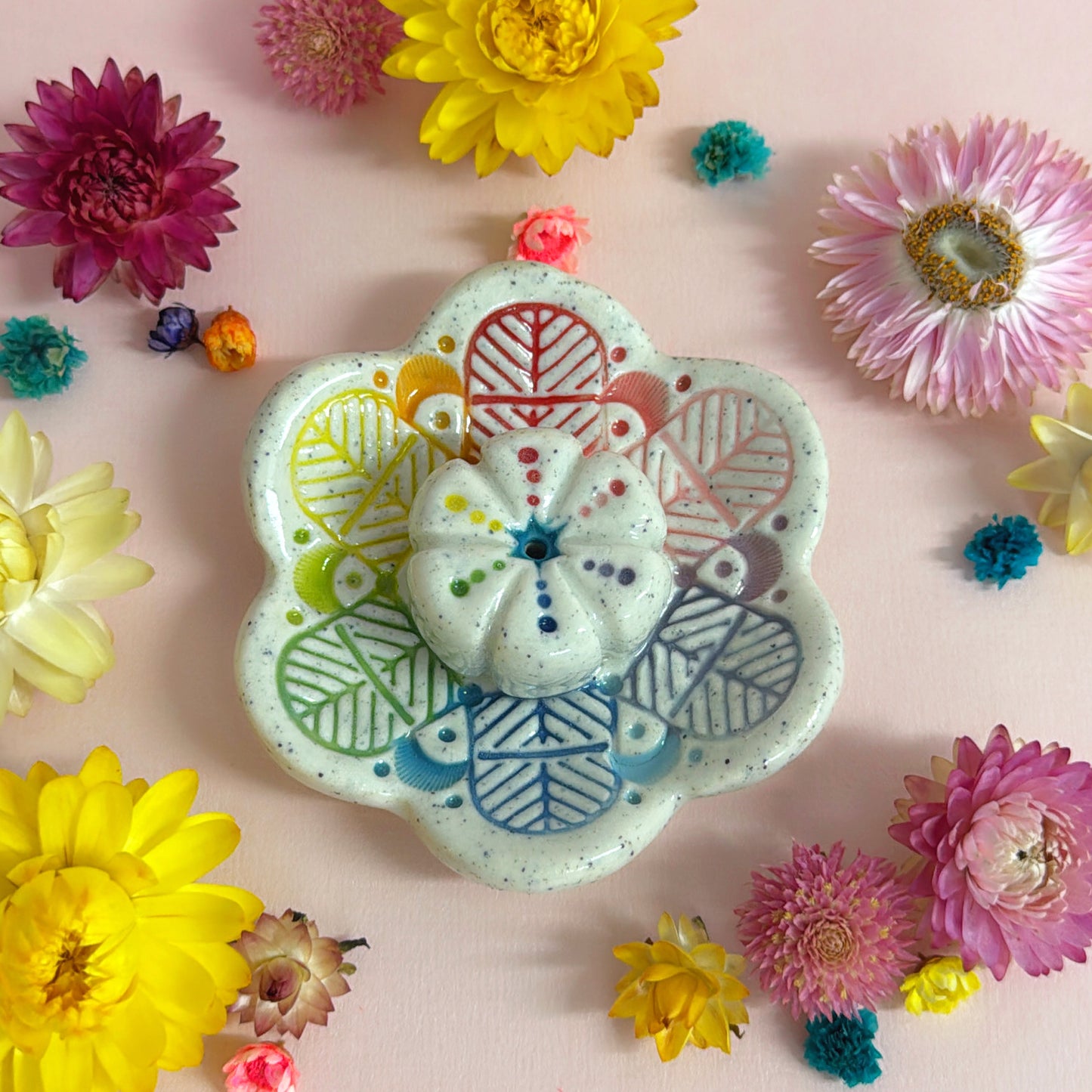 RAINBOW DAYDREAMS : Handmade Ceramic Incense Holder by Jo Kealley