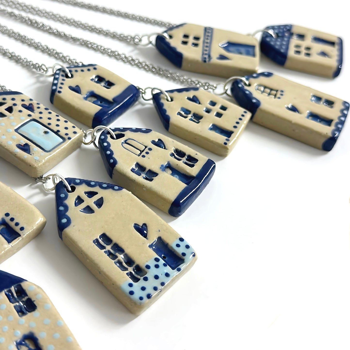 Hello Little Delft HOMES 8 : Choose your Home : Handpainted Ceramic Home Pendants by Jo Kealley