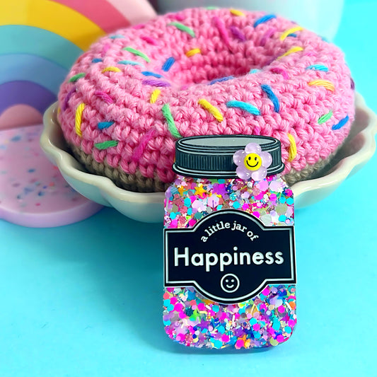 A LITTLE JAR OF : HAPPINESS : Handmade Resin & Acrylic BROOCH
