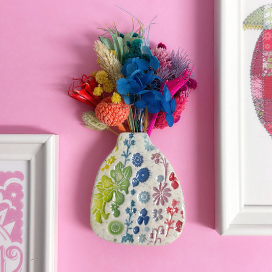 BOTANICA CERAMICA Rainbow Handmade Ceramic Wall Vase by Jo Kealley