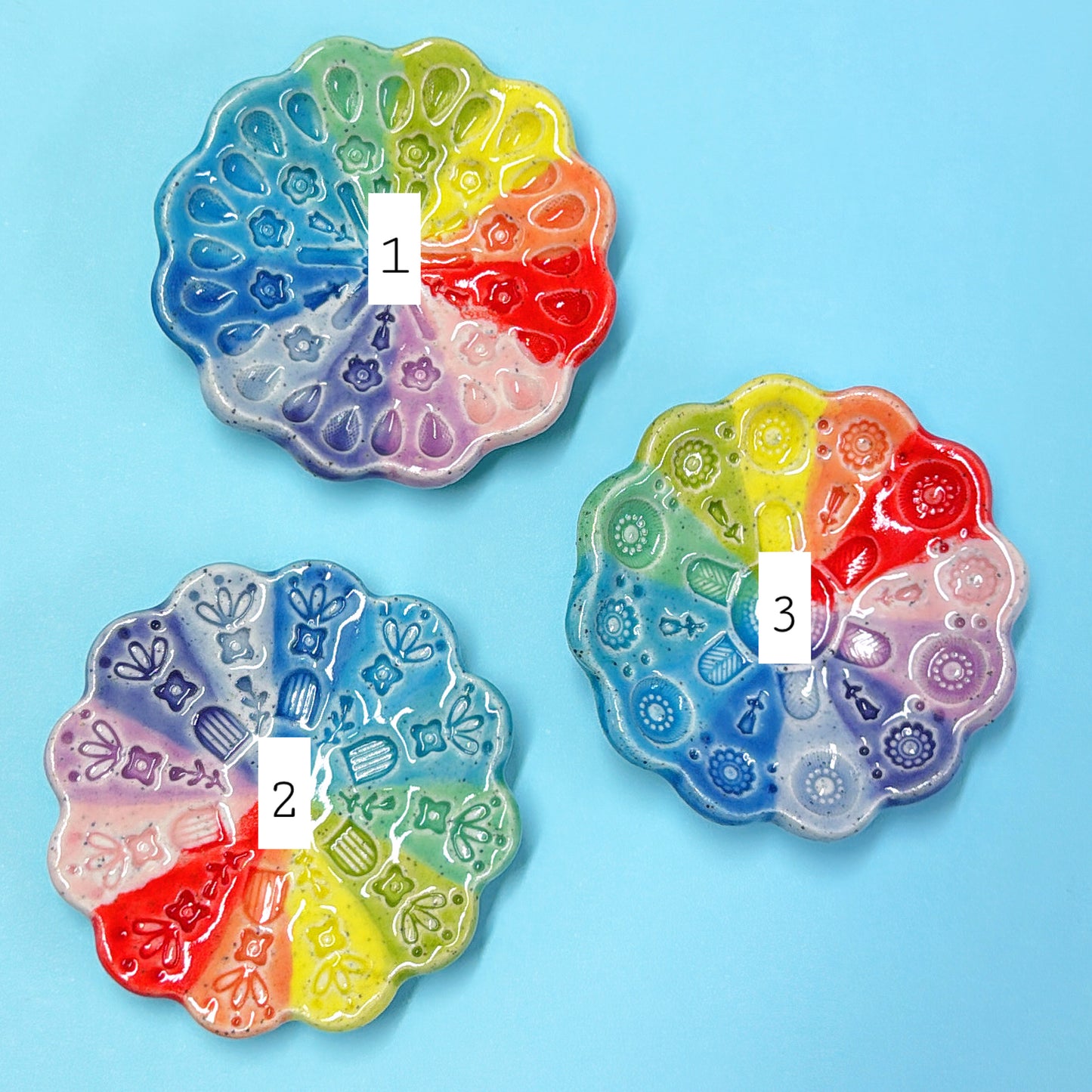 RAINBOW PINWHEEL PLATE : Choose your design ~ Handmade Ceramic Treats & Tapas Dishes handmade by Jo Kealley