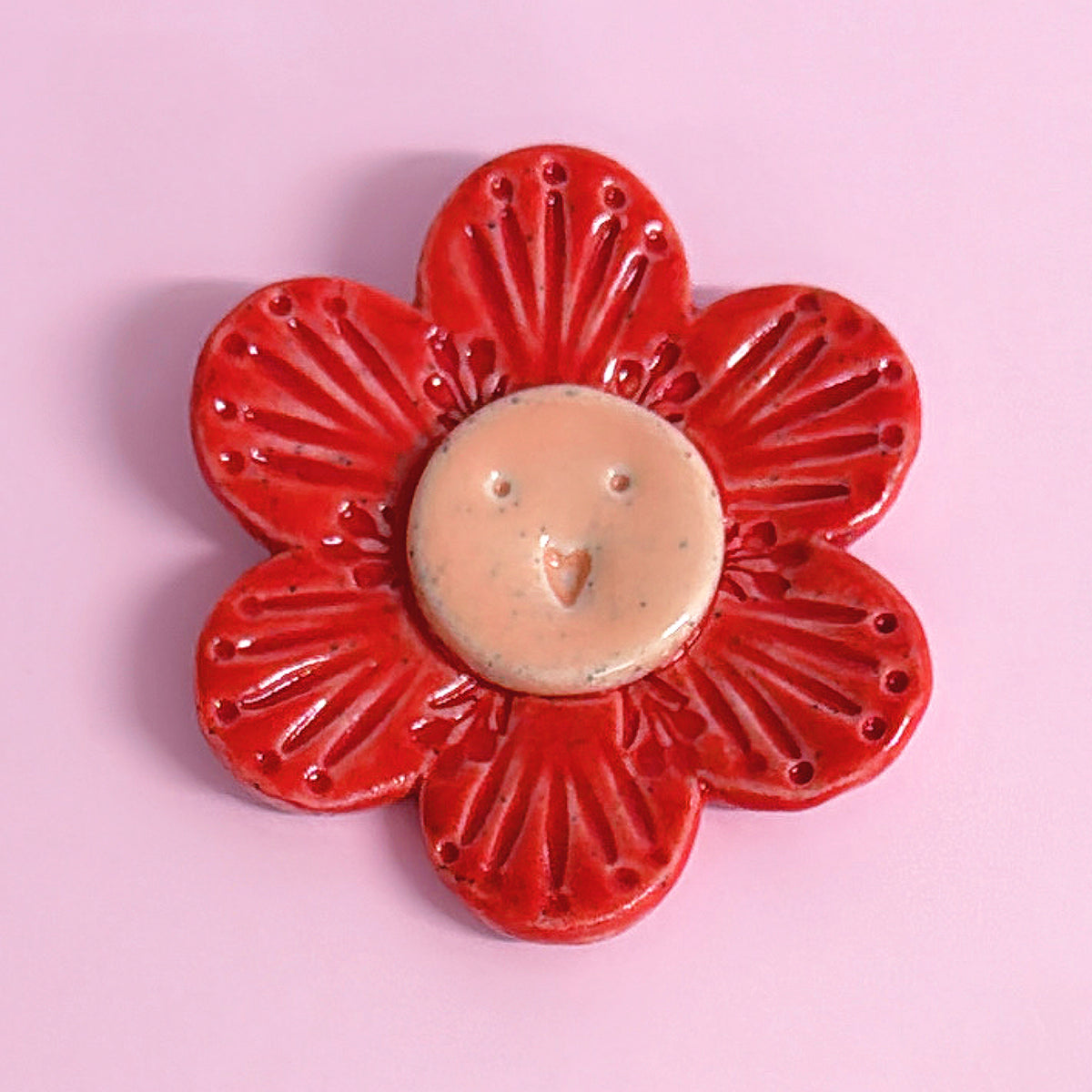 Peach Tangerine & Red WALLFLOWERS Wall Art : Choose your design : Handmade Ceramic Ornaments by Jo Kealley