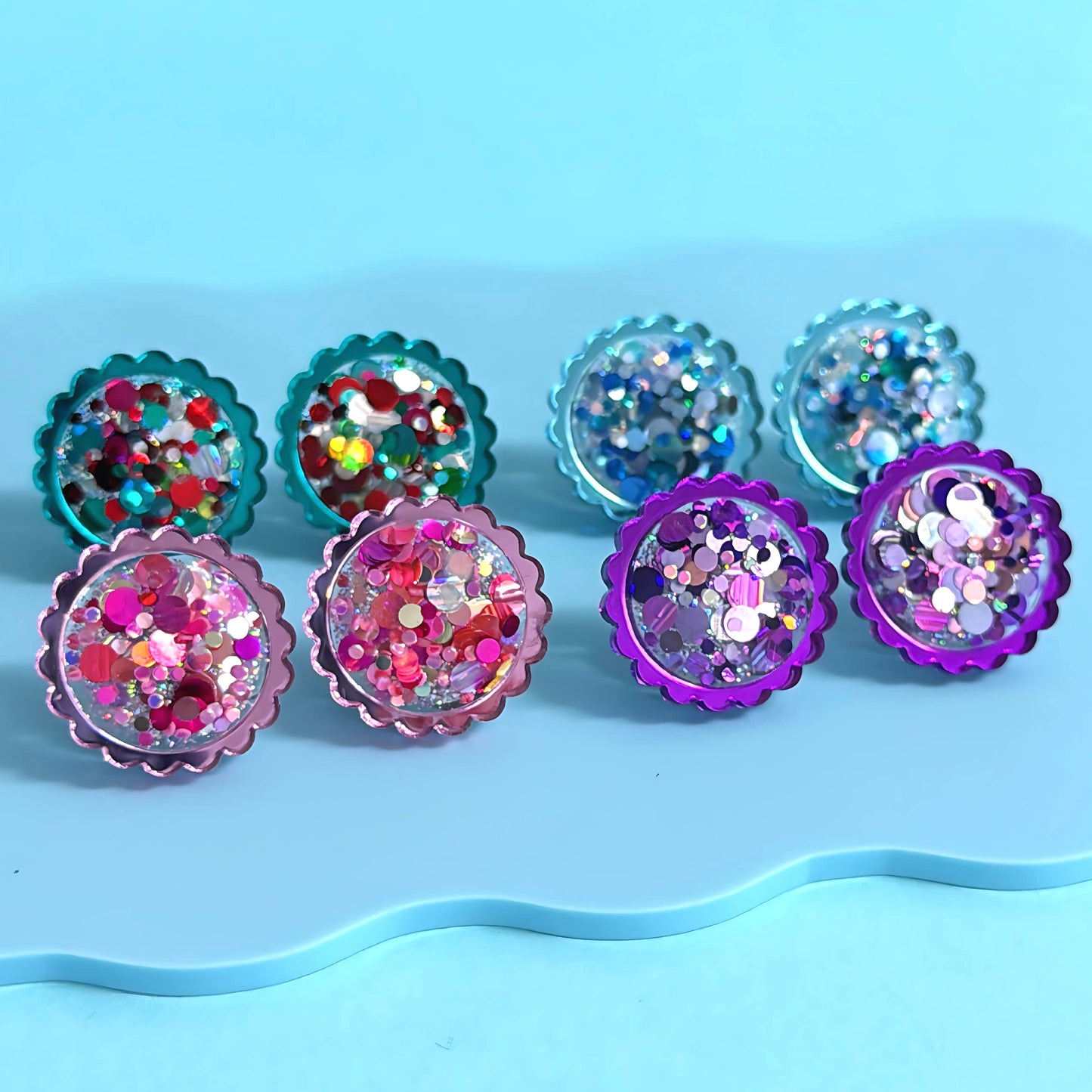 TWINKLING LIGHTS  : BAUBLES : Choose your colour : Handmade Resin & Acrylic STUD Earrings