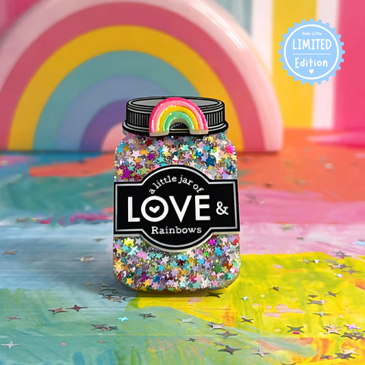 LIMITED EDITION : A LITTLE JAR OF : LOVE & RAINBOWS : Handmade Resin & Acrylic BROOCH