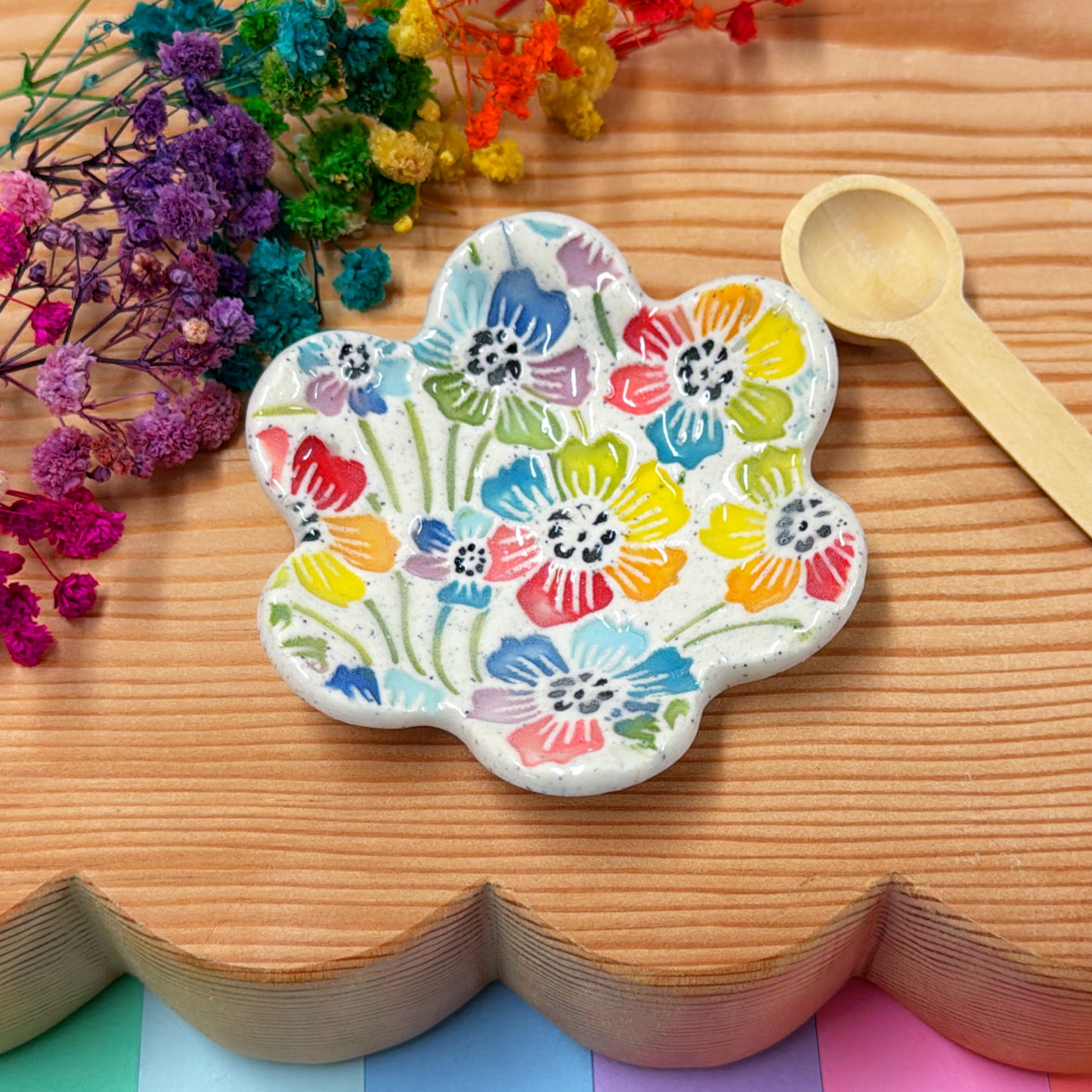 RAINBOW GARDEN ~ Flower Bowl : Handmade Ceramic Treats & Tapas Dishes by Jo Kealley