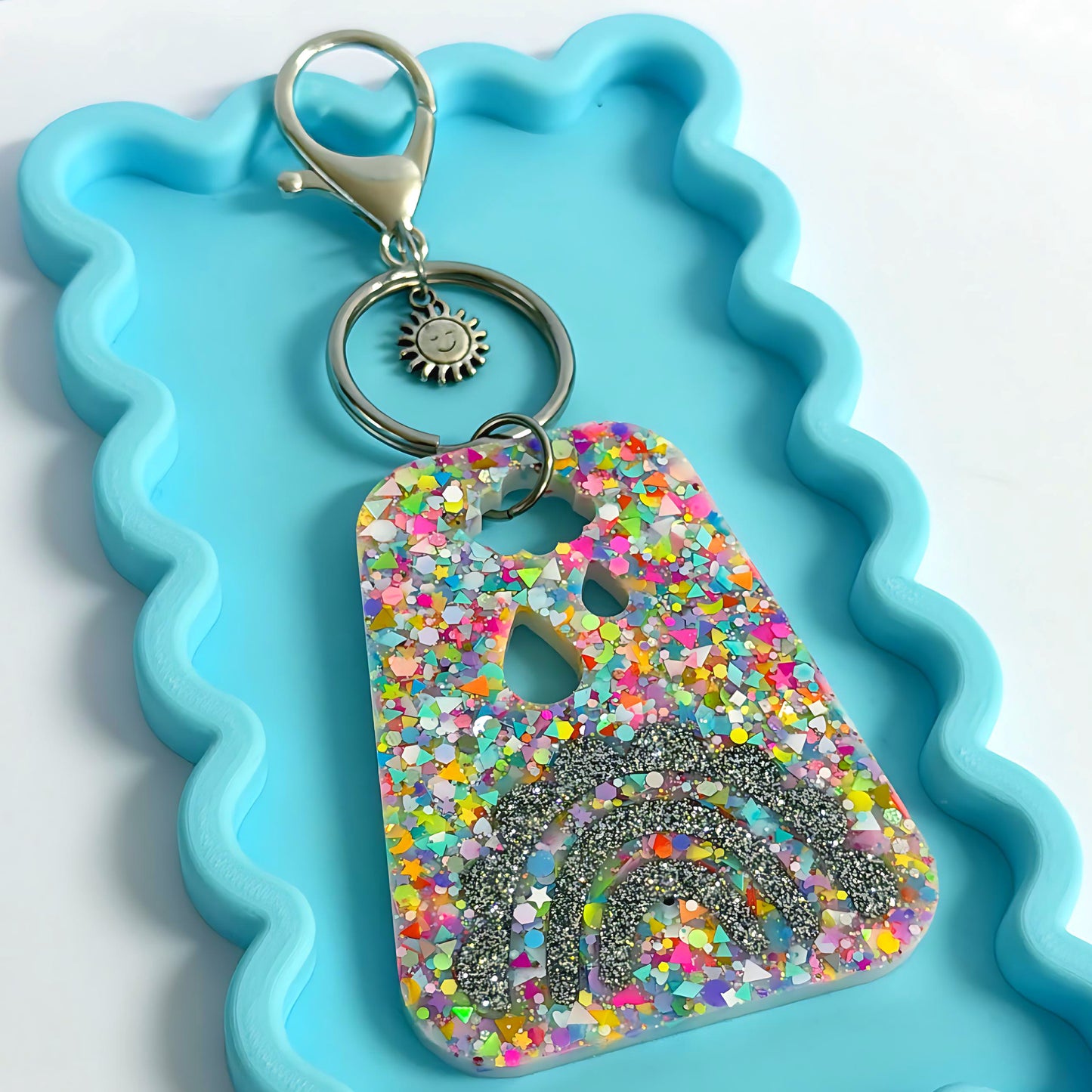 RAINBOW CONFETTI : Handmade Resin KEY CHAIN or BAG CHARM