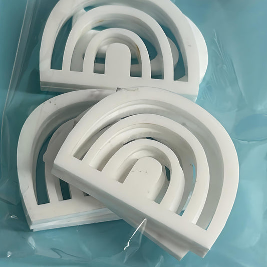 50mm STRIPED RAINBOWS for drop earring size: 3mm white gloss Acrylic components : Destash item