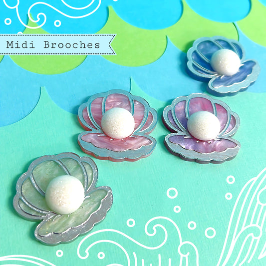 JEWELS OF THE SEA : PEARLS : Choose your colour : Handmade Resin & Acrylic MIDI BROOCHES
